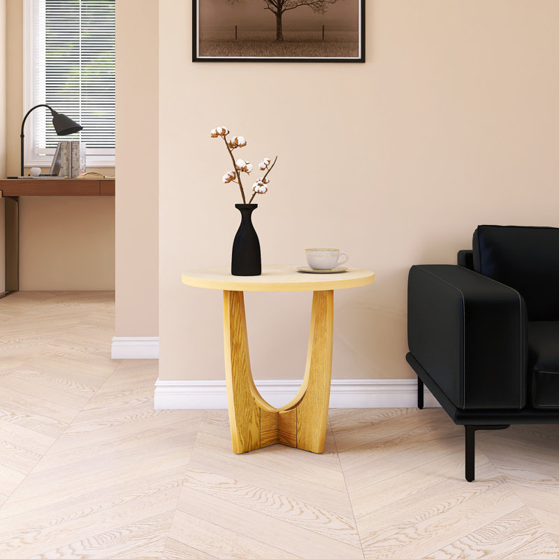 Table basse ronde pour le salon,  Chêne, H 24 po x l 25 po x P 25 po