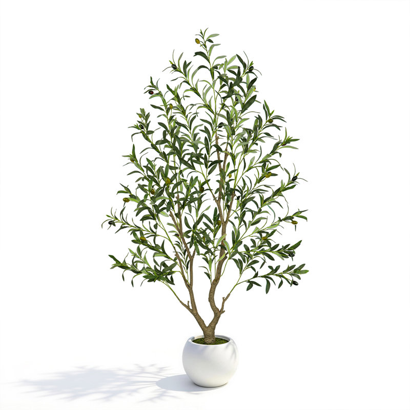 Olive artificielle avec fruit en pot de fleurs blanc, arbre topiaire en pot pour la maison et le bureau, 5/6/7/8 pieds