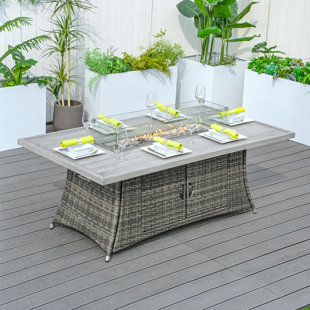 27'' H x 71'' W Propane Outdoor Fire Pit Table
