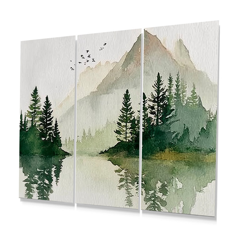 Ensemble de décorations murales vertes et blanches, H 32 po x l 48 po, Frameless Metal Print, Ne s’applique pas