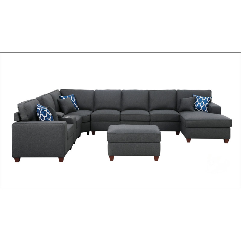 Canapé modulaire 9 pièces avec repose-pieds 9 pièces