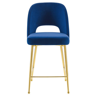 Tabouret de comptoir en velours gris anthracite Rouse Performance