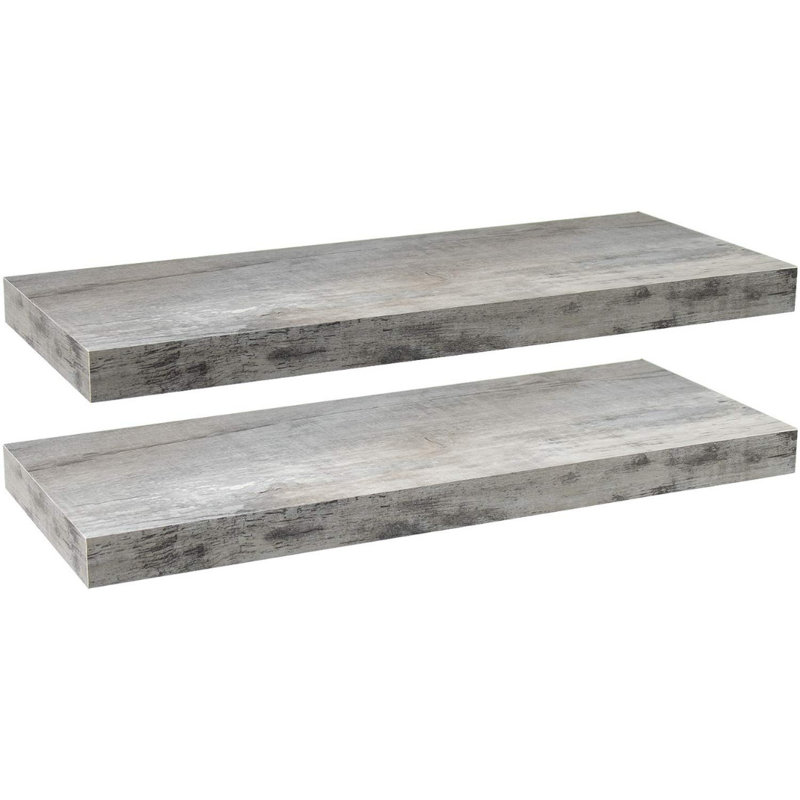 Sorbus 24" Floating Shelves with Invisible Mounting Set of 2, Gray