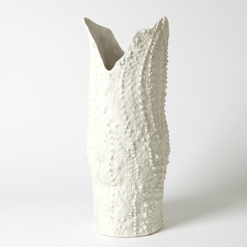 Crocodile Vase-Matte White-Lg, 22" H x 9.25" W x 8.25" D