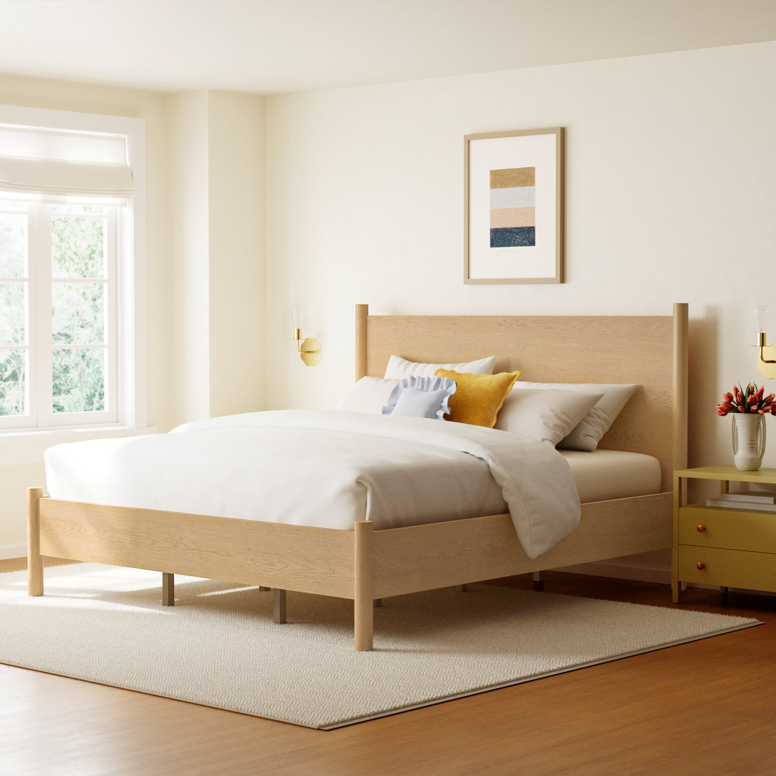 Hall Panel Bed, King, Light Brown