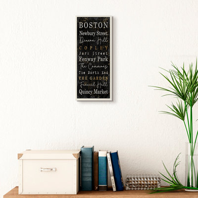 " Boston City Places Black Gold Textured Word Design "