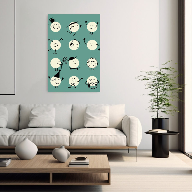 «Happy Little Dots», impression d'art fantaisiste minimaliste, H 60 po x l 40 po