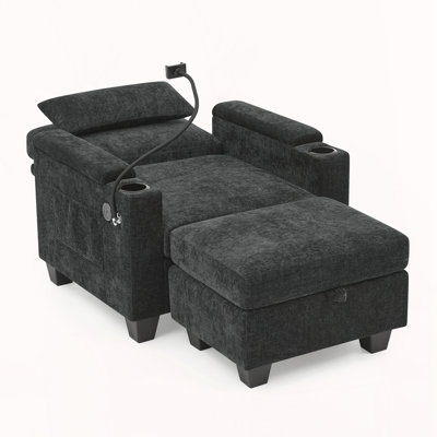 Single Sofa Recliner with Manually Adjustable Backrest