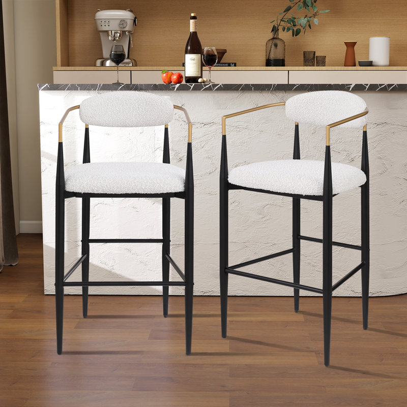 Tabouret de bar 29,73 po avec repose-pieds, Boucle beige
