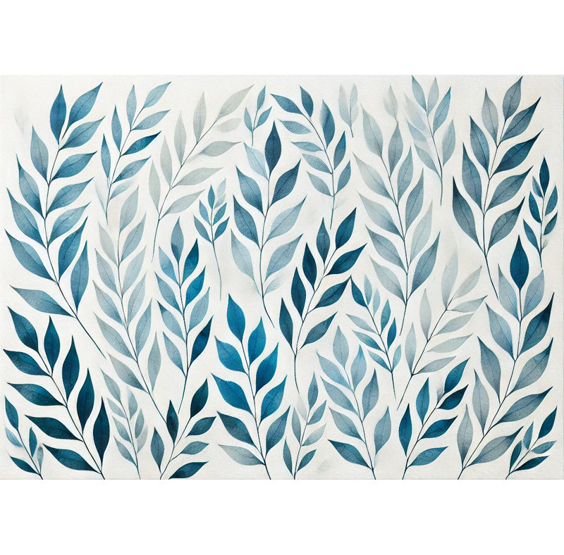 «Blue Leaf Garden», art mural sur toile botanique, H 12 po x l 16 po