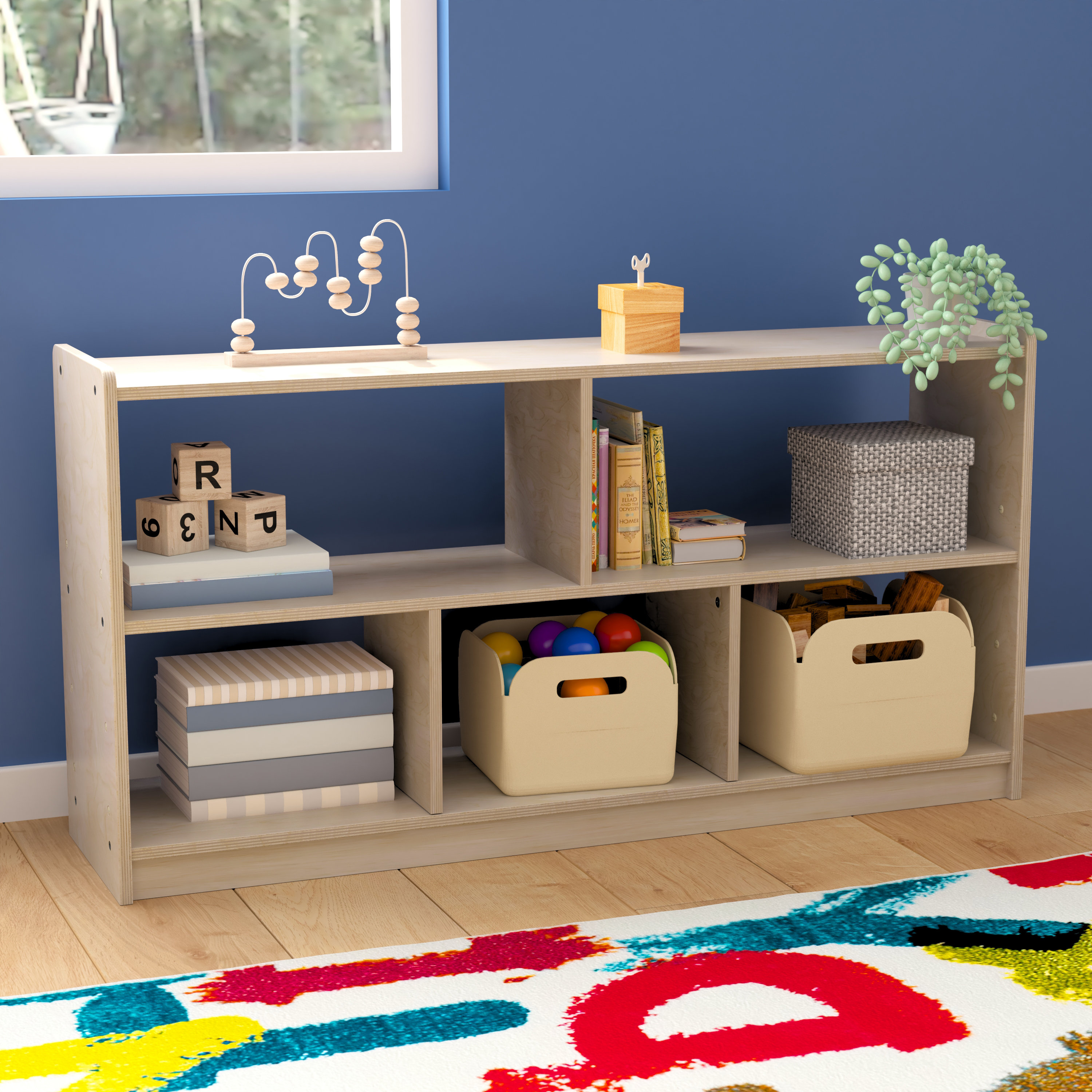 Bright Beginnings Wooden Commercial Grade 5 Section Classroom Storage