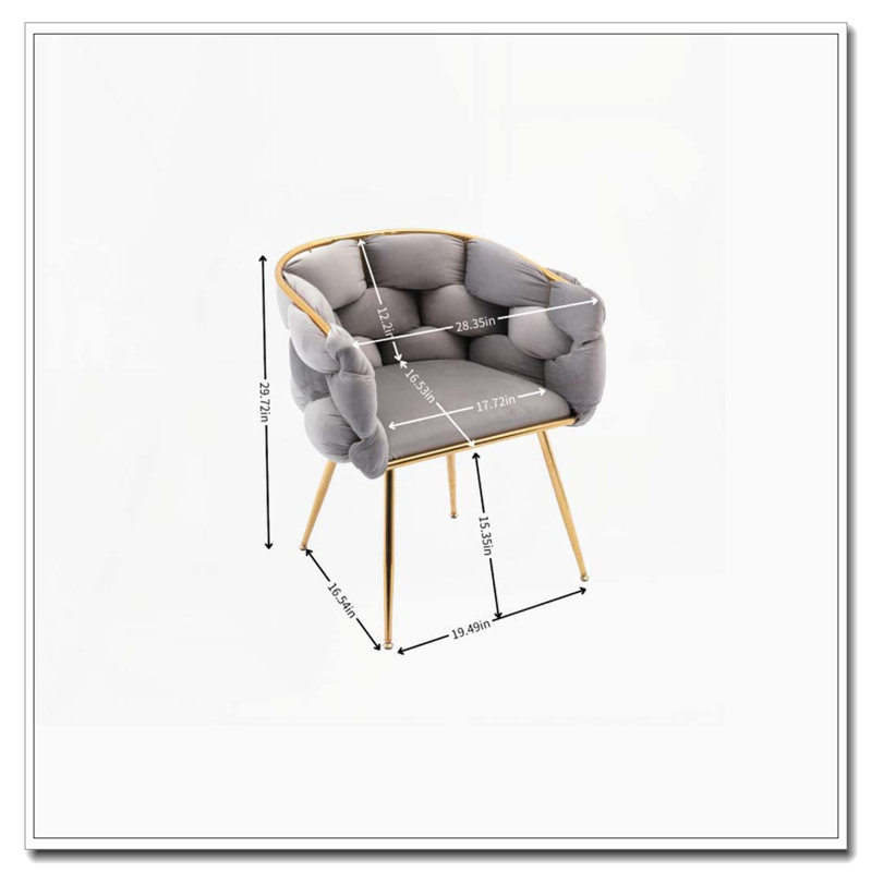Chaise d'appoint en velours - Pieds en métal plaqués or - Conception moderne simple