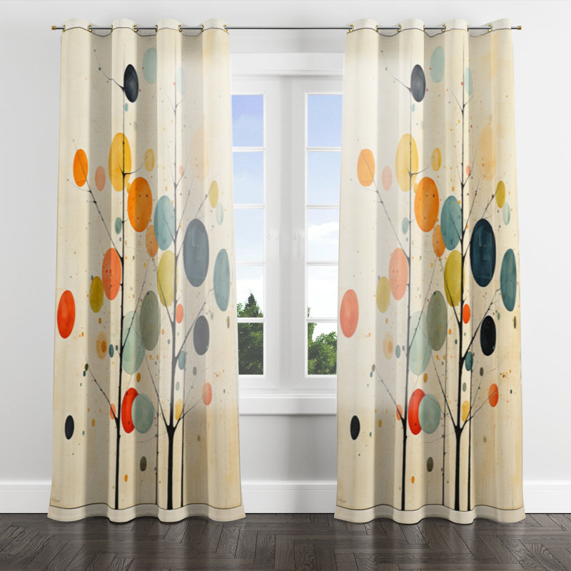 Beige Mid Century Minimalist Masterpiece - Minimalism Grommet Curtain - Velvet Room Darkening - 1 Panel, 52" W x 84" L