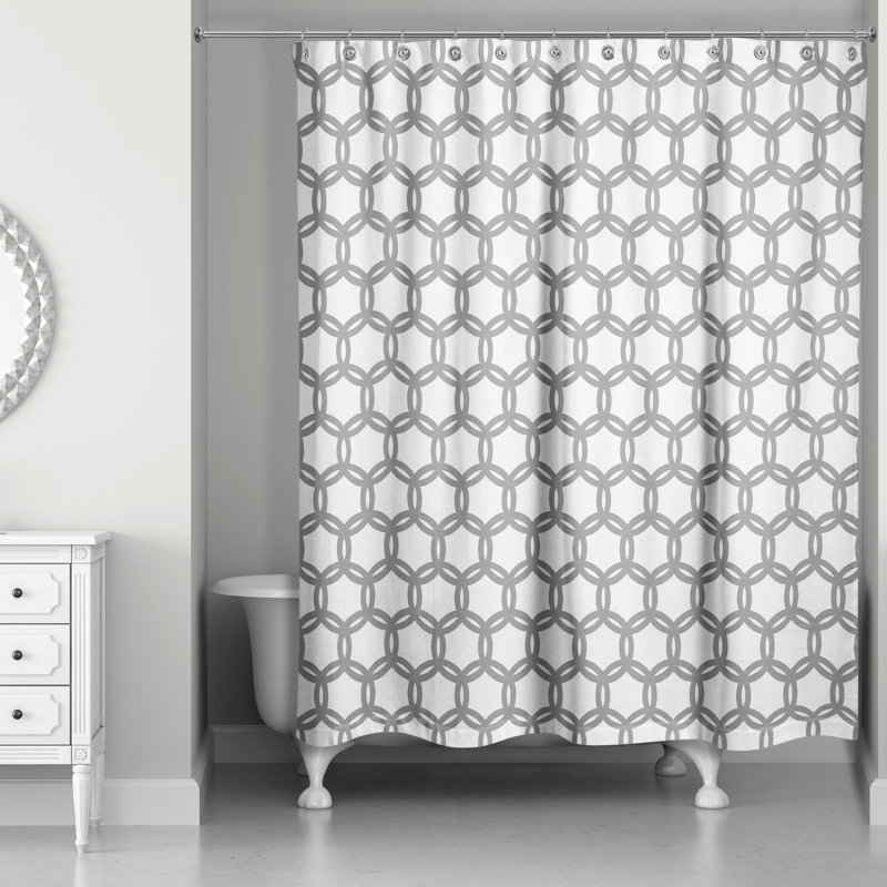 Rideau de douche simple à motif géométrique Kraemer, Gris