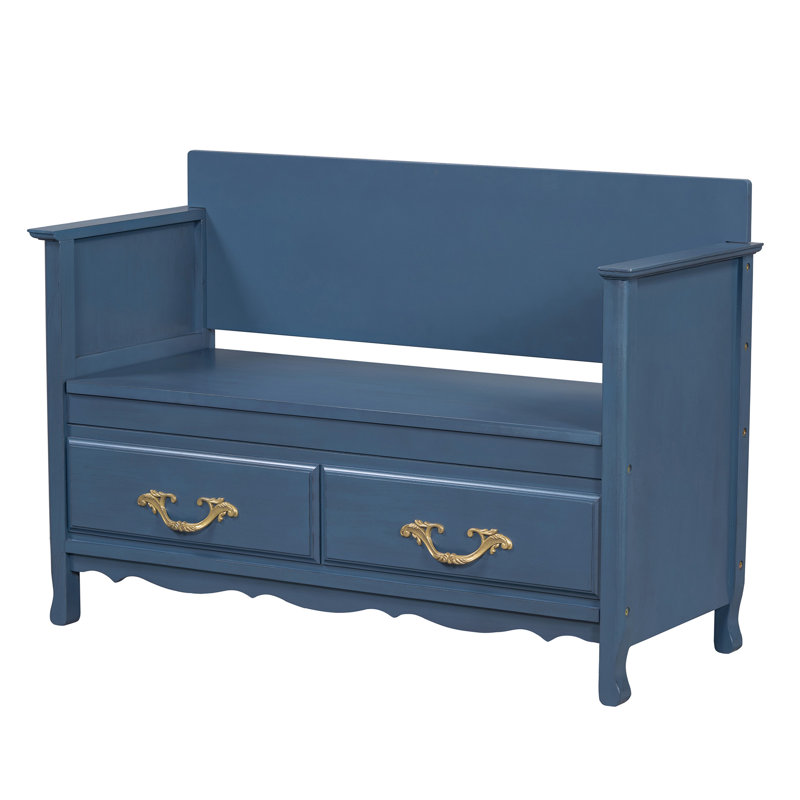 Banc à chaussures avec coussin amovible, banc d'entrée avec rangement caché pour l'entrée et le salon, banc de rangement à chaussures avec dossier (turquoise antique)