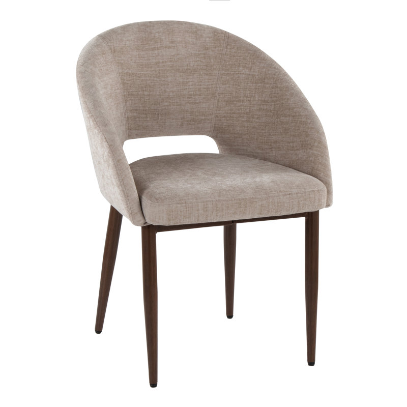 Chaises rembourrées Resme (ensemble de 2), Tissu brun, Métal noyer