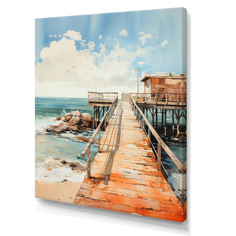 «Miami Sunset Pier I», reproduction sur toile, H 20 po x l 12 po x P 1 po, Toile tendue