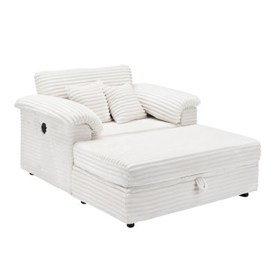 47" Single Upholstered Sofa Corduroy Armchair With Storage Ottoman And Usb Port