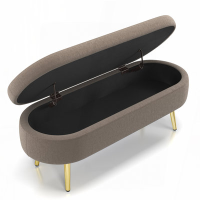 Ottoman Oval Storage Bench ith Metal Legs
