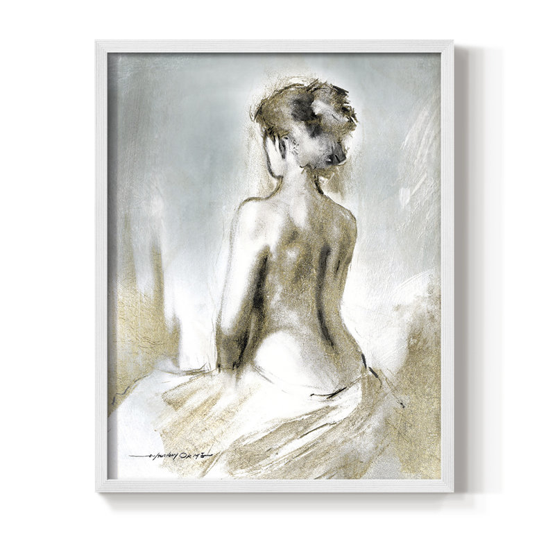Figurine en lumière dorée II, reproduction encadrée - bois massif, H 10 po x l 8 po, Blanc