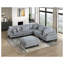 Repose-pieds de cocktail gris en velours côtelé gris - Mobilier de salon moderne avec coussin moelleux et pieds en bois massif
