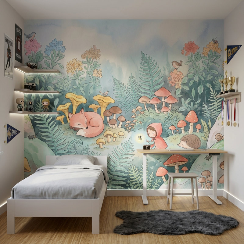 Décoration murale amovible Woodland, 200 po x 120 po, Texturé non collé