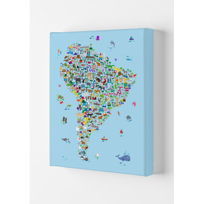 Animal Map Of South America by Michael Tompsett - Print