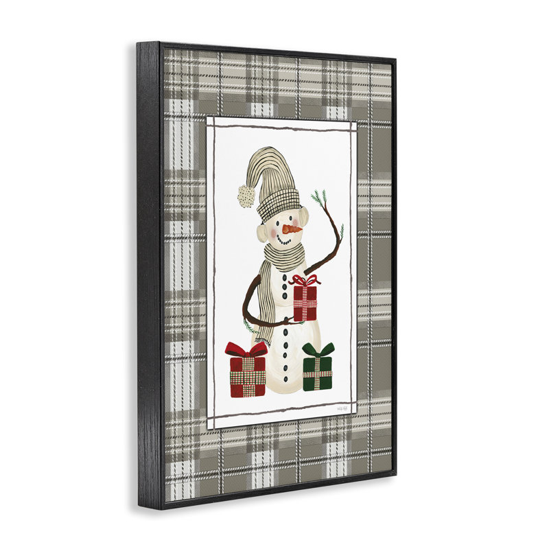 Cozy Winter Snowman, Giclée encadrée noir minuit, H 24 po x l 16 po
