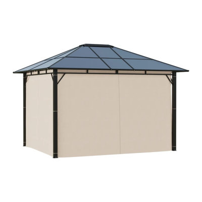 Pavillon de jardin 12 pi x 10 pi avec toit en polycarbonate brun foncé et blanc