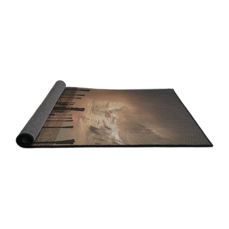 Tapis gris/zone noire à motifs, Rond 6 pi