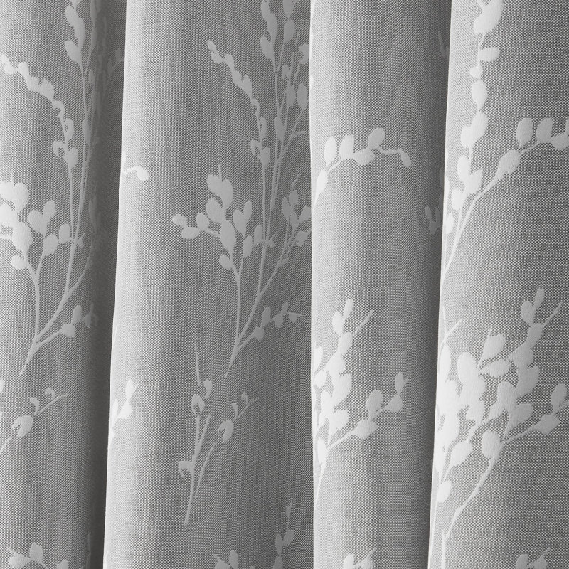 Ash Gray Floral Blackout Thermal Curtain Panel Pair