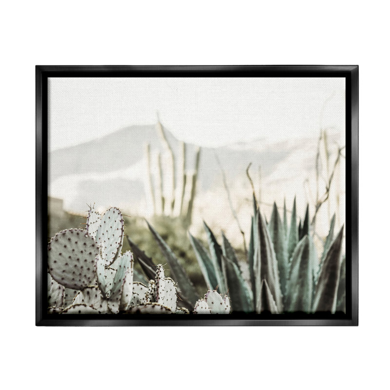 Cactus du désert, reproduction d'art sur toile, H 25 po x l 31 po x P 1,7 po, Cadre flottant noir de jais