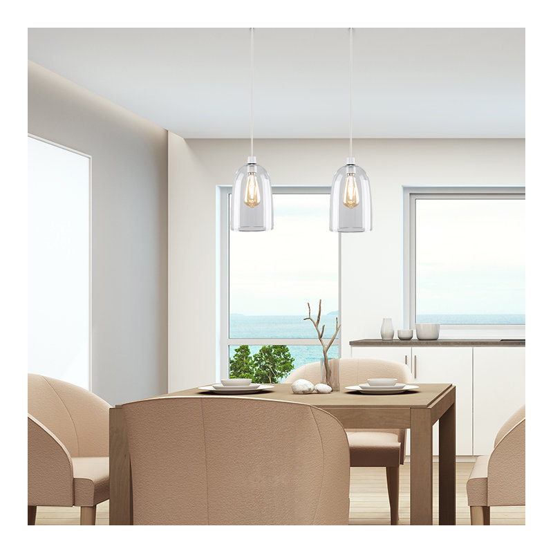 Kira 23cm H Glass Oval Pendant Shade ( Clip On ), Clear