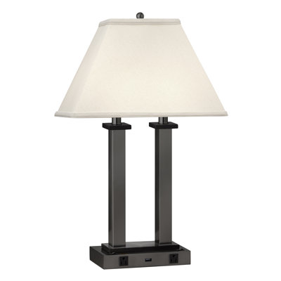 Gunmetal Square Post Metal USB Table Lamp