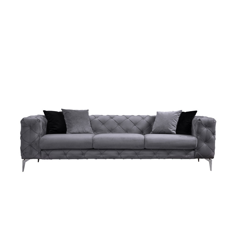 Canapé rembourré 93,3 po Kerveen, 100 % polyester gris
