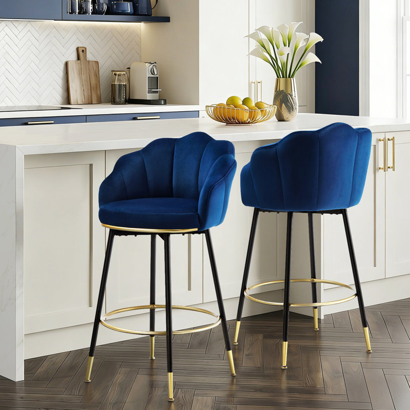  Tabouret de bar rotatif 29 po Olvina, Bleu