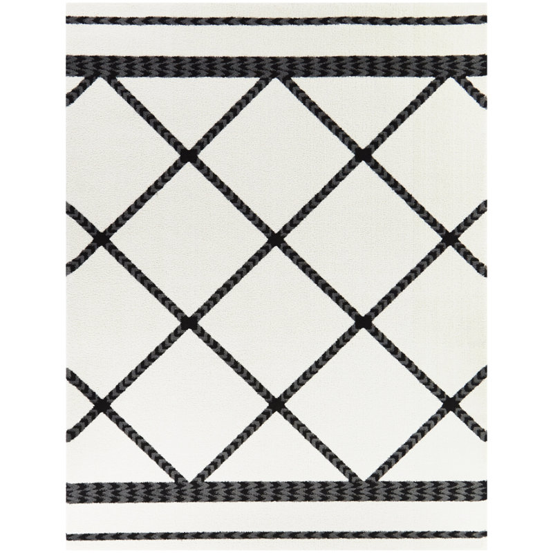 Tapis ivoire à motif géométrique Kreider, Rectangle 5 pi 3 po x 7 pi
