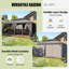 Pavillon de jardin à toit rigide avec double toit, poteaux en aluminium de 120 mm et gouttière intégrée, noir et gris-126133128