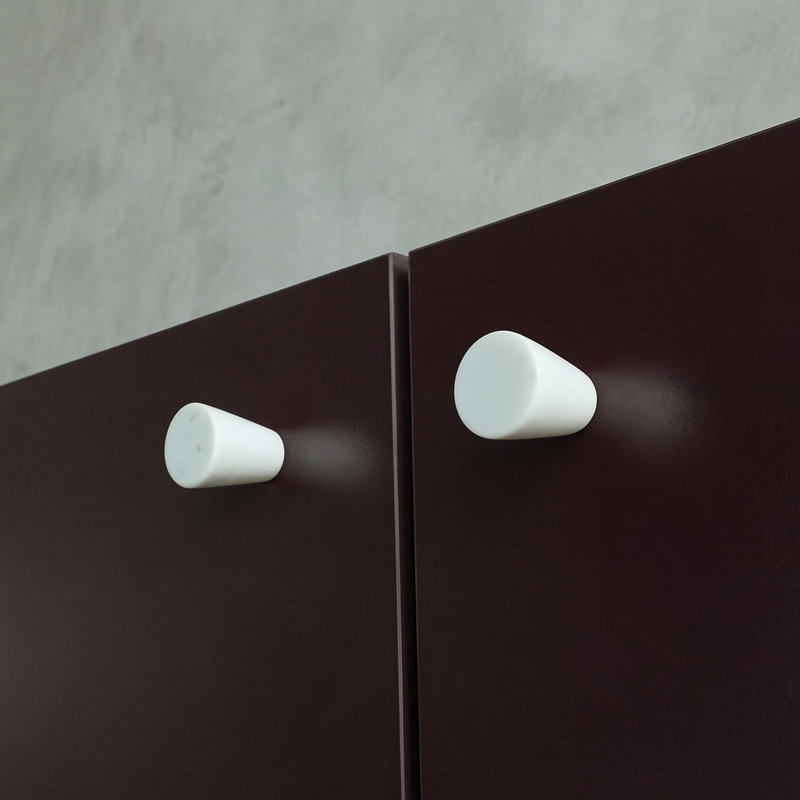 Marble Cone Knob, Carrara Marble