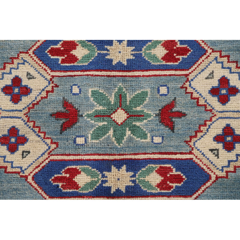 Tapis bleu fait à la main Kazak