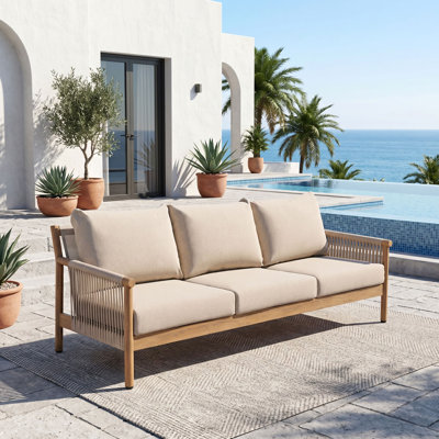 Rope Woven Outdoor Aluminum Patio Sofa With Cushions