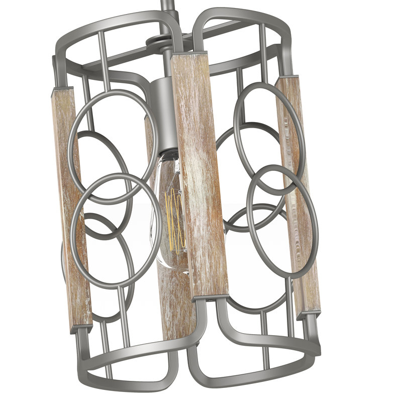 Inlight 8" Modern Farmhouse 1-Light Pendant for Kitchen Island, Open Cage Design, IN-0336-1-WD