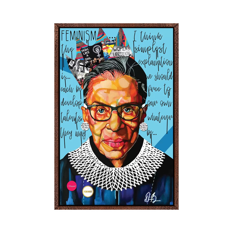 Ruth Ginsburg 1 Piece Wall Art on Canvas, 66.04 cm H x 45.72 cm W, Classic Brown Wood Framed Canvas