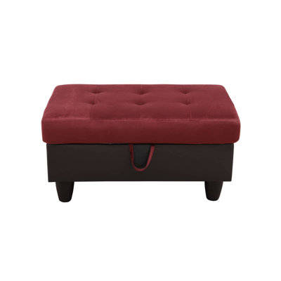 Repose-pieds en flanelle rouge avec rangement en PVC