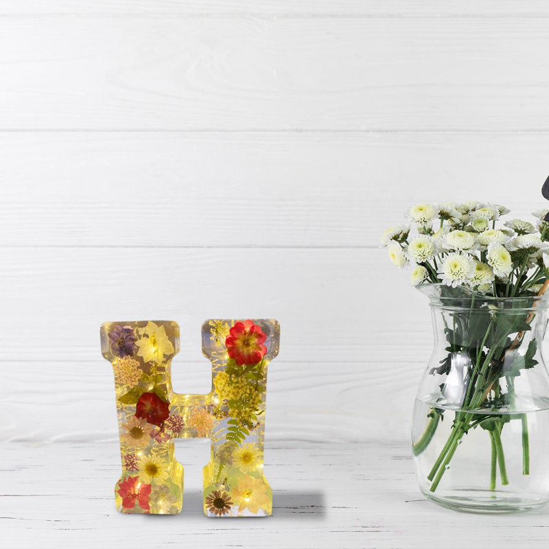 Fleur, veilleuse, fleur, lettre, cadeau de décoration en résine