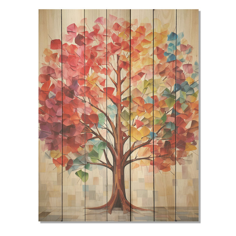 Feuillage d'automne rétro - impression sur bois, H 20 po x l 10 po