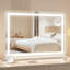 Miroir de maquillage lumineux 30,15 po x 20,19 po, miroir de maquillage à DEL, trois modes d'éclairage couleur et miroir grossissant 10 fois, commande tactile intelligente, miroir de coiffeuse 2 en 1 pour table et fixation murale