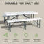 Ensemble de table pliante et banc 3 pièces 6 pieds, portable et robuste, plateau en plastique PEHD avec cadre en acier, intérieur et extérieur, blanc-122994151