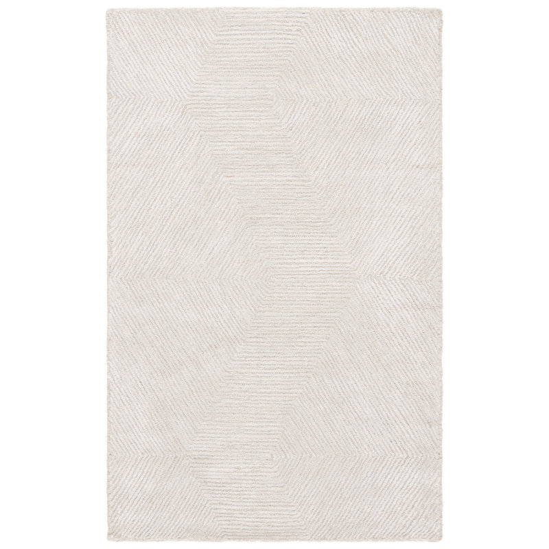 Khalees Textural Hand Tufted Viscose/Wool Geometric Rug in Beige, Rectangle 3' x 5'