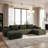 U-Shaped Upholstered Boneless Sofa With Double Chaises And Pillows-1709994171